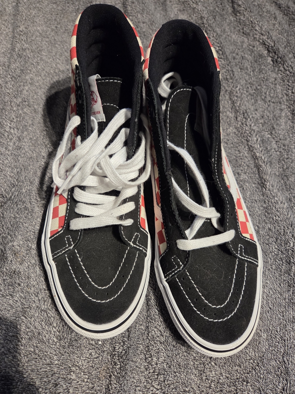 Vans Kids Sk8-Hi Checkerboard High-Top Sneakers - Black/Red/White